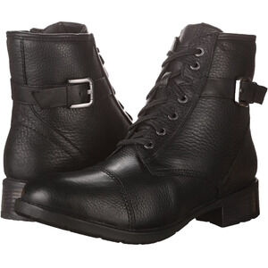 Clarks Swansea Black Leather Lined Lace Up Boots 5.5 M Retro Grunge Outdoor Goth